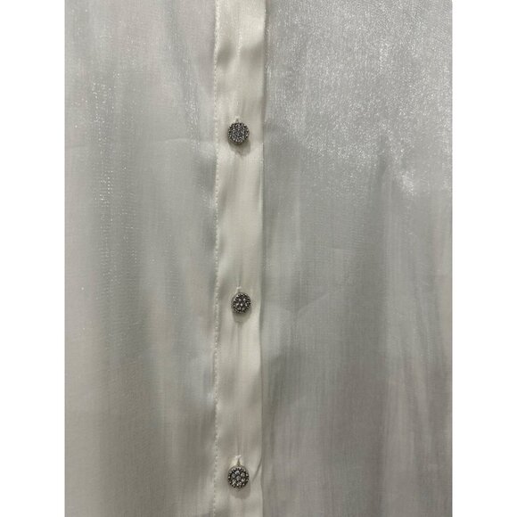 Prelude Sleeveless Button Down Blouse White Sz L - Picture 7 of 10